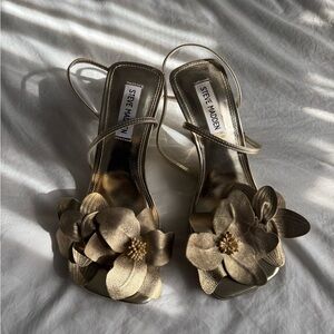 Gold Floral Heeled Sandals